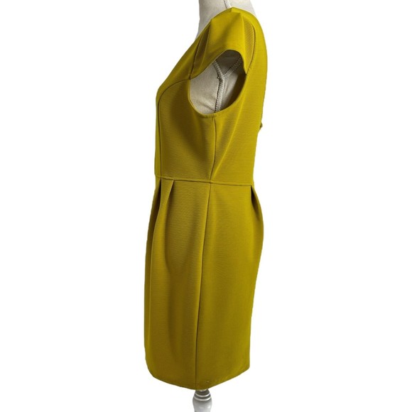 Bar III Missoula Mustard Yellow Cap Sleeve Classic Ribbed A Line Dress Womens L - Picture 7 of 10